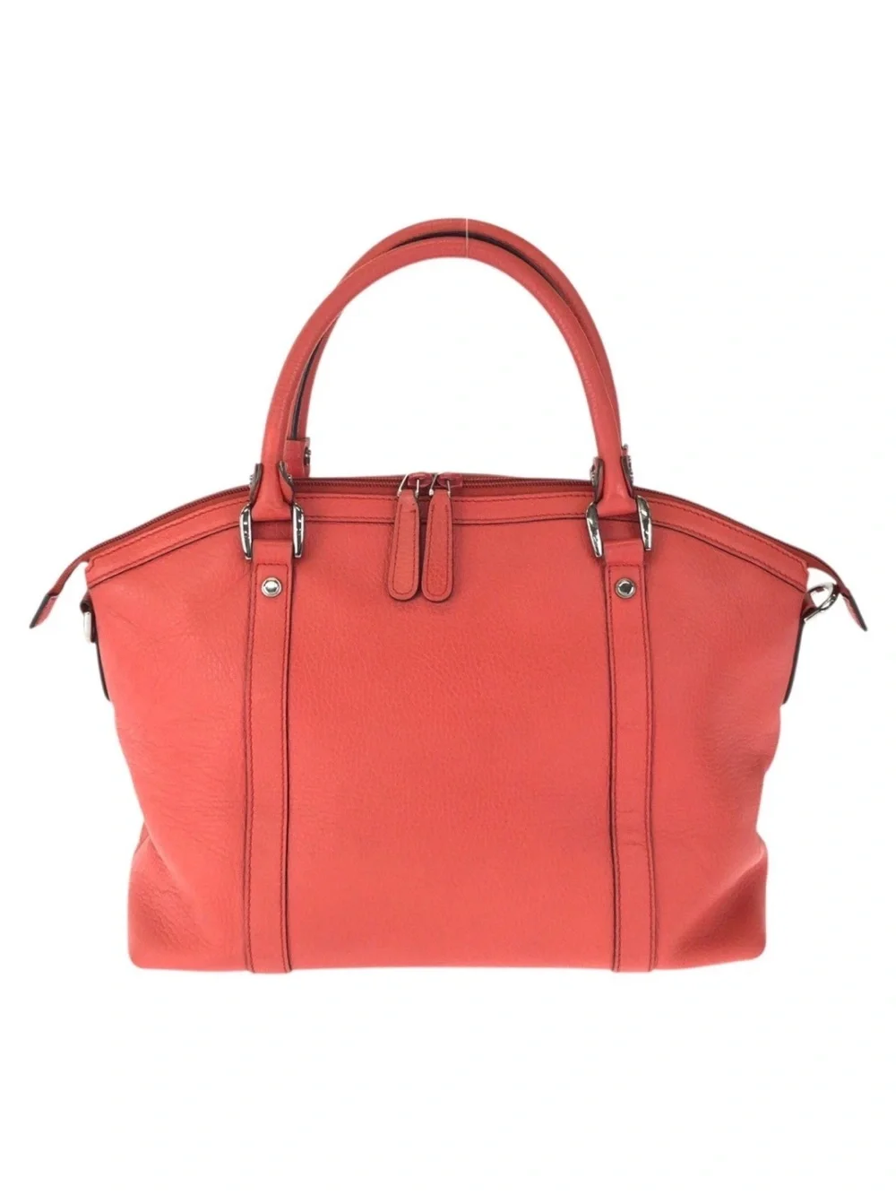 Gucci Coral Leather Dome Satchel with Silver Double G Charm